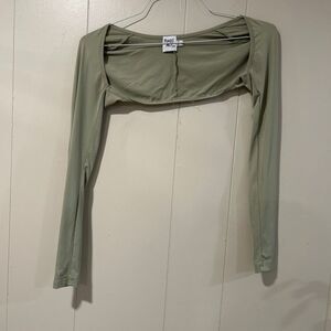 Princess Polly Sage Green Long Sleeve Shrug Bolero Top Size 0 (Flaw)